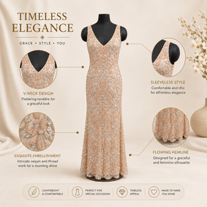 Luxury Champagne Lace Embroidered <b>Sequin</b> Evening Gown Women Elegant Regular Sweetheart Neck Formal Party Wedding Reception - Product Image 5