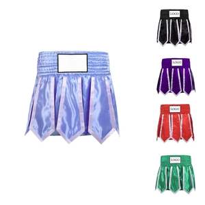 Jupe de Muay Thai en satin violet légère avec logo personnalisé, prix abordable, haute qualité, séchage rapide, short de boxe - Product Image 3