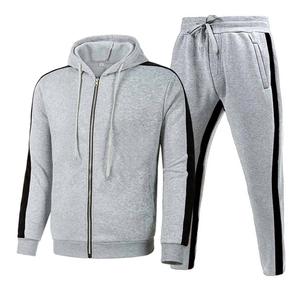 Custom Logo Men's Tracksuit Set Full Zip Hoodie and Jogger <b>Pants</b> 2 Piece Set Side Stripe Gym Training Fleece Sportswear Suit - Product Image 1