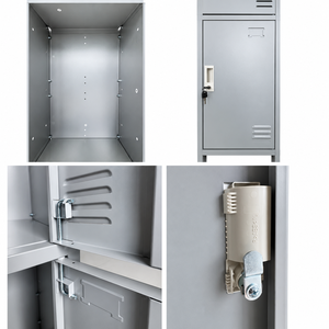 Gray 3 Tier Metal <b>Locker</b> Cabinet with Locks and Vents Freestanding <b>Storage</b> Organizer - Product Image 3