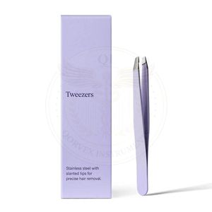 Pince à épiler professionnelle en acier inoxydable faite à la main, 9,6 cm, pointe inclinée, pointe carrée, durable, légère, pince à épiler pour les poils des sourcils - Product Image 5