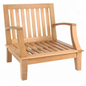 Fauteuil en bois de teck à lattes – Chaise longue avec larges accoudoirs – Mobilier de patio extérieur – Vente flash - Product Image 3