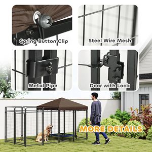 Cuccia di Lusso XXL per Cani in Acciaio Inossidabile, Gabbia Grande da Esterno con Motivo Quadrato e Stile Animale per l'Allevamento - Product Image 4