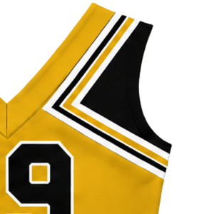 Haut d'uniforme de cheerleading doré sans manches, col en V, pour femmes et filles, idéal pour la performance d'équipe, la danse, l'entraînement et la compétition - Product Image 3