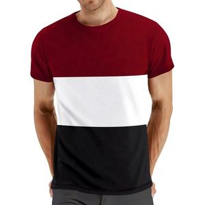 T-shirt Homme Élégant Coupe Slim 100% Coton Rouge Blanc Noir Color Block Manches Courtes Décontracté Été Streetwear - Product Image 2