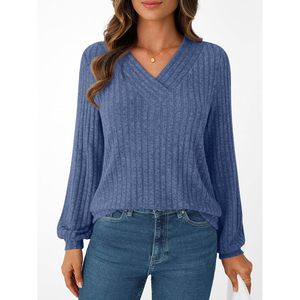 2025 2025 femmes automne à manches longues col en v tunique chandails décontracté affaires habillé hiver hauts mode Blouses - Product Image 5