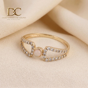 9K Solid Gold with Natural Ethiopian <b>Opal</b> <b>Ring</b> with pave set certified Lab Grown Diamonds Minimalist Gemstone Engagement <b>Ring</b> - Product Image 5