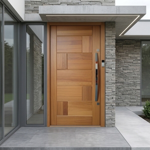 Nuestra Puerta Moderna de Madera Sólida con Diseño Geométrico Elegante de Swastika, Panel de Madera para Entrada, Decoración Artística para el Hogar - Product Image 3
