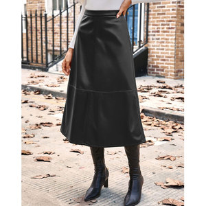 Faldas de Piel Sintética para Mujer 2026, Falda de Cintura Alta con Corte en A, Falda Midi Otoño Invierno, Más Vendida - Product Image 1