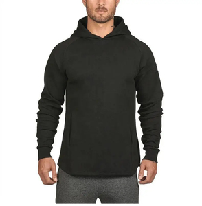 Sudadera con Capucha de Patrón Sólido para Hombre, Jersey de Compresión con Logo Frontal de Tejido de Punto, Ideal para Otoño - Product Image 4
