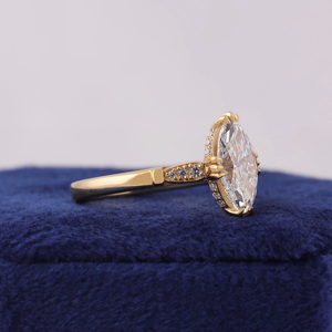 แหวนหมั้นเพชรทรงมาร์คีส์ทองคำ 14K สำหรับผู้หญิง สไตล์คลาสสิก - Product Image 5