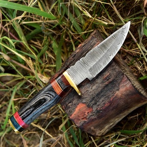 Couteau de chasse en acier Damas Nordic Forge avec étui, couteau de camping à lame pleine, manche en bois Pakka, qualité industrielle, OEM personnalisé - Product Image 2