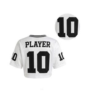 Top Corto Vintage Personalizado con Número, Jersey de Fútbol Americano, Manga Corta, Malla Blanca, Estilo Urbano Y2K para Mujer, Varsity OEM - Product Image 4