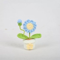 Mini marguerites tricotées à la main, petites fleurs en pot, décorations de bureau, accessoires intérieurs de voiture, vente en gros, mignonnes
