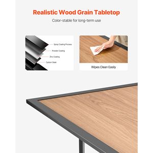 Tavolo da pranzo da esterno da 59 pollici con ombrellone da 1,5 m, rettangolare, in acciaio effetto legno, per 4-6 persone, per patio e bistrò - Product Image 3