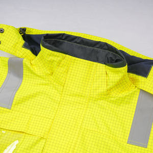 Parka de sécurité robuste à haute visibilité avec motif quadrillé, imperméable et réfléchissant, veste de travail industrielle avec capuche amovible - Product Image 2