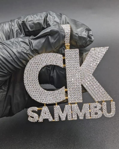 Colgante de Letra CK Sammbu con Moissanita, Chapado en Oro de 18K, Plata de Ley 925, Corte Brillante Redondo, Joyería de Lujo Unisex - Product Image 1