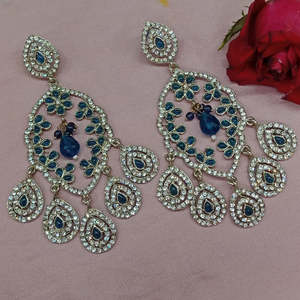 Boucles d'oreilles fines plaquées or avec pierre d'Autriche 10581323BLU Jewelry - Product Image 1