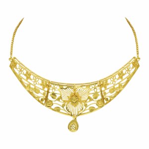 Wholesale Fashion <b>Necklaces</b> 14K 18K 24K Micron Gold Plated Dubai Style Bridal Choker Set Traditional Floral Design Jewelry Set - Product Image 5