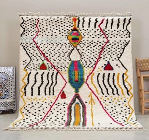 Alfombra Marroquí de Lana Anudada a Mano, Beni Ourain, Alfombra Tribal Hecha a Mano, Tamaño Personalizado, Venta al Por Mayor - Product Image 5