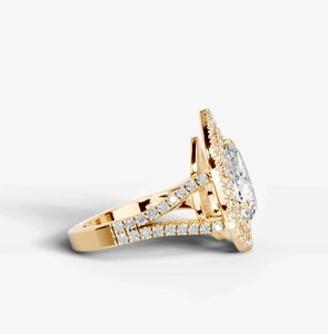 Moissanite <b>Ring</b> 925 Sterling <b>Silver</b> Yellow Gold Plated Pear Cut Bridal Engagement Elegant <b>Solitaire</b> Wedding Party Jewelry Gift - Product Image 2