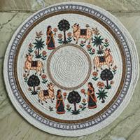 Set de table rond en polyester avec motif de vache colorée et de fleurs pour la décoration de la maison
