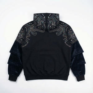 Sweat à capuche personnalisé pour homme, grande taille, coupe ample, épaules tombantes, épais, en polaire, coupe-vent, mélange de coton, 100 % coton - Product Image 2