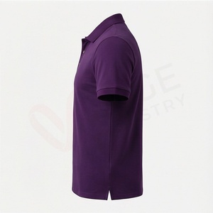 Men's <b>Purple</b> Short Sleeve Pique <b>Polo</b> <b>Shirt</b> Casual Solid Knitted Regular Fit Button Design - Product Image 3
