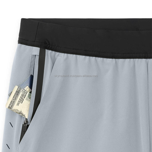 Shorts décontractés pour hommes en jersey 100 % polyester de haute qualité, taille élastique mi-haute, séchage rapide, respirants, tricotés unis - Product Image 3