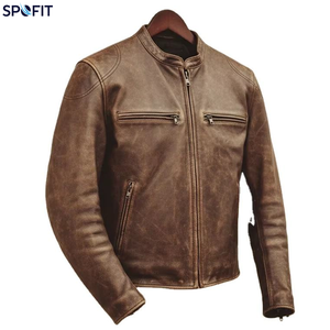 Veste de moto en cuir noir pour homme SPOFIT, manches longues, coupe-vent, toutes saisons, vêtements de course - Product Image 5