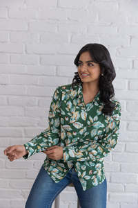 GREEN COTTON SHIRT <b>TOP</b> WOMEN - Product Image 5