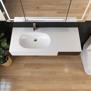 Maydon Lavabo de salle de bain moderne de 1200mm à surface solide blanc mat avec design élégant - Product Image 3