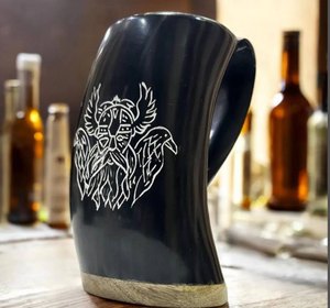 Magnifique tasse à eau en corne de buffle faite à la main, tasse en corne naturelle, vaisselle rustique pour la maison, le bar, la ferme, les fêtes et les mariages - Product Image 3