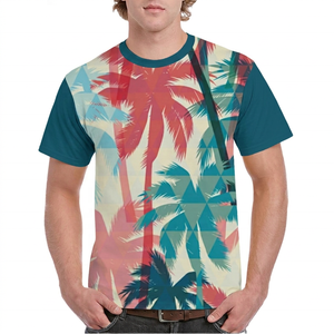 Men's Short Sleeve Tropical Palm <b>Tree</b> Print T-Shirt Regular Fit Casual O-Neck 100% Polyester Knitted Breathable Design - Product Image 2