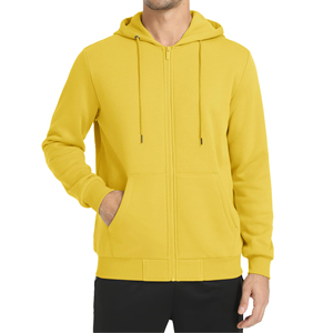 <b>Plain</b> Dyed Fleece <b>Men</b> Zipper Hoodie 100% Cotton Winter Zipper <b>Hoodies</b> for <b>Men</b> - Product Image 1