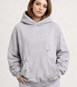 Proveedor de sudaderas con capucha de tejido grueso y lavado ácido para marcas de ropa con logotipos personalizados, pesos de tela personalizados, etiquetas privadas y bajo MOQ - Product Image 1