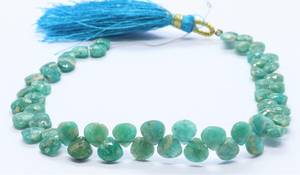 Perles de cœur facettées en amazonite russe naturelle, forme briolette, 5,5-6,5 mm, pierres précieuses en amazonite russe naturelle, perles de cœur, 8 pouces - Product Image 6