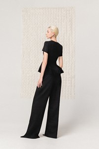 Blusas de Alta Costura para Mujer, Elegantes, con Cuello Redondo, Manga Corta, de Lino Premium, con Peplum Festoneado, de Vietnam - Product Image 5