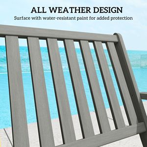 Panca esterna in legno pieghevole grigio per 2 persone con schienale e braccioli per giardino portico parco balcone o Patio uso - Product Image 6