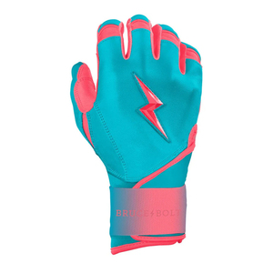 Guantes de Bateo de Cuero Rosa y Verde Azulado Bruce Bolt, Acolchados, con Cierre de Velcro, Unisex, para Adultos, Entrenamiento - Product Image 4