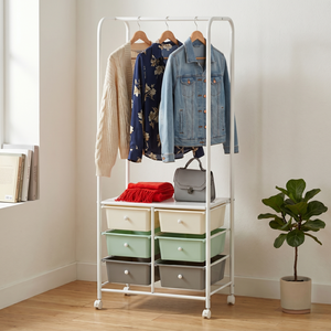 Clothing Organizer <b>Storage</b> Cart with 6 <b>Drawers</b> Metal Rack for Wardrobe Minimalist Design Standing Type Multifunctional - Product Image 1
