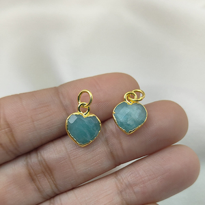 Wholesale <b>Gold</b> Plated Faceted Amazonite Gemstone <b>Charm</b> Pendant for Necklace <b>Bracelet</b> Jewelry Making DIY OEM ODM - Product Image 2