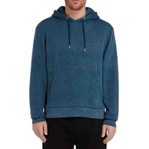 Sudadera con Capucha Azul para Hombre, Corte Regular, Color Sólido, Algodón French Terry, Estilo Casual para Otoño, Diseño con Bolsillos - Product Image 1