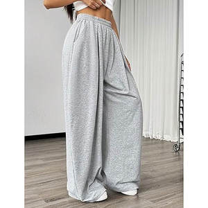 Pantalon de jogging ample taille haute à jambe large avec taille élastique, style oversize, pour femme - Product Image 3