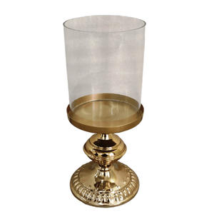 Elegante Portavelas de Vidrio con Acabado Dorado Hecho a Mano para Decoración de Mesa de Boda y Fiestas, Accesorio de Decoración para el Hogar - Product Image 1