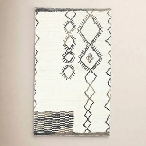 Geometric Pattern Cotton Bath <b>Mat</b> Rectangle Bohemian Style Non-Slip Woven Rug with Embroidery Design for Home Use - Product Image 1