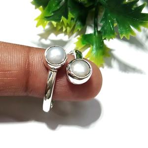 Anillo de Perlas Naturales de Agua Dulce, Anillo de Plata de Ley 925, Diseño Minimalista, Hecho a Mano, Regalo de Compromiso Unisex - Product Image 3