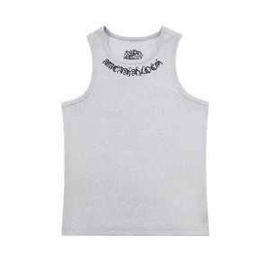 Débardeur sans manches en coton gris pour homme, col rond, style décontracté tricoté uni - Product Image 1