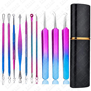 ชุดเครื่องมือกำจัดสิวสแตนเลสสตีล 10 ชิ้น สำหรับมืออาชีพ พร้อมที่กดสิวเสี้ยนและทำความสะอาดรูขุมขน  รับทำฉลากและออกแบบตามสั่ง - Product Image 1