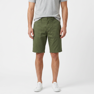 Pantalones Cortos Bermuda de Algodón Verde para Hombre, Cintura Media, Cierre de Botones, Color Sólido Informal, Bolsillos, Tejido Transpirable - Product Image 3